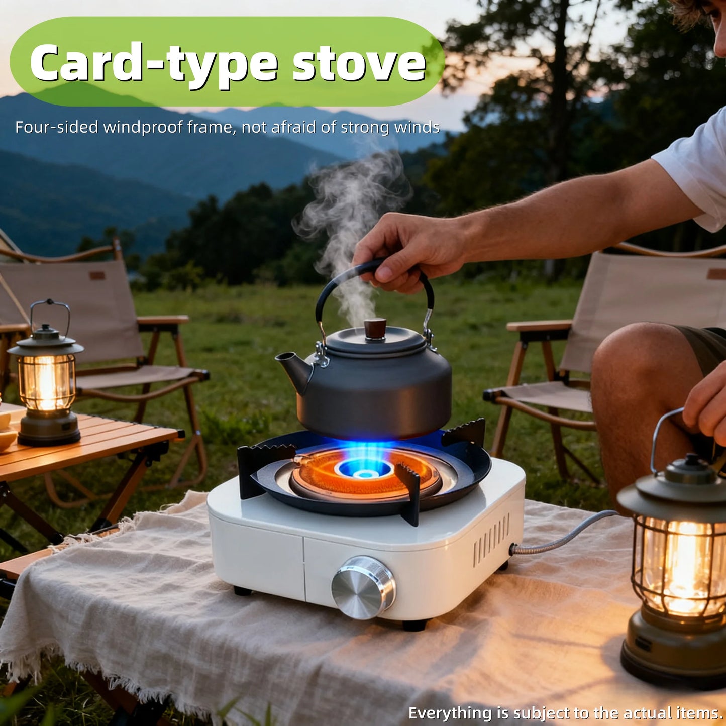 Outdoor portable gas stove, infrared energy-saving intense flame, wind-proof, detachable cartridge type stove, camping hot pot