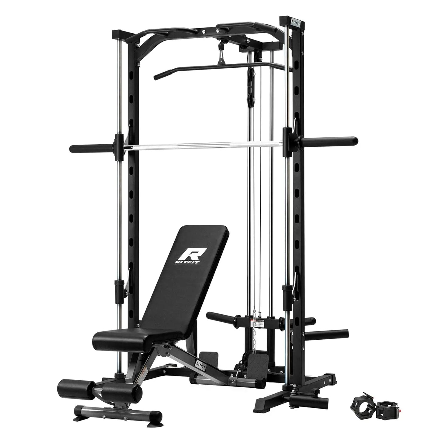 Smith Machine Power Rack with LAT-Pull Down System, Landmine, Barbell Bar, Plate Storage Pegs and More Training, Customized