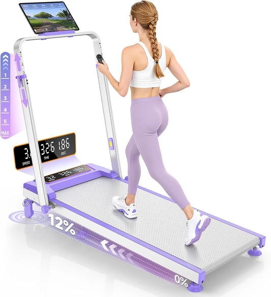 Walking Pad Treadmill with 15% Incline/Adjustable Height,3.5HP Walking Pad with Handle Bar,Foldable Under Desk Treadmill 350LBS