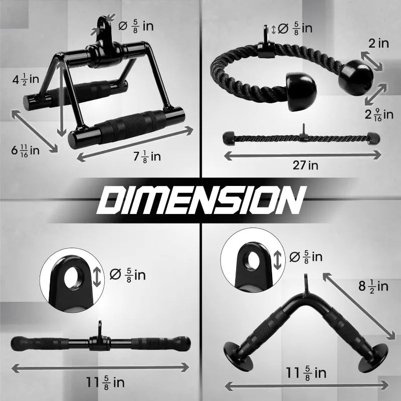 Cable Machine Attachment, Tricep Straight Bar, V Bar, LAT Pulldown Attachments/Accessories Load 880lbs for Home Gym