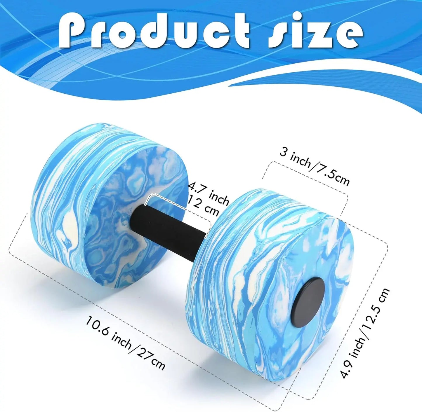 2-Piece High-Density EVA Foam Aqua Dumbbells for Water Aerobics, Pool Fitness, and Weight Loss Exercises