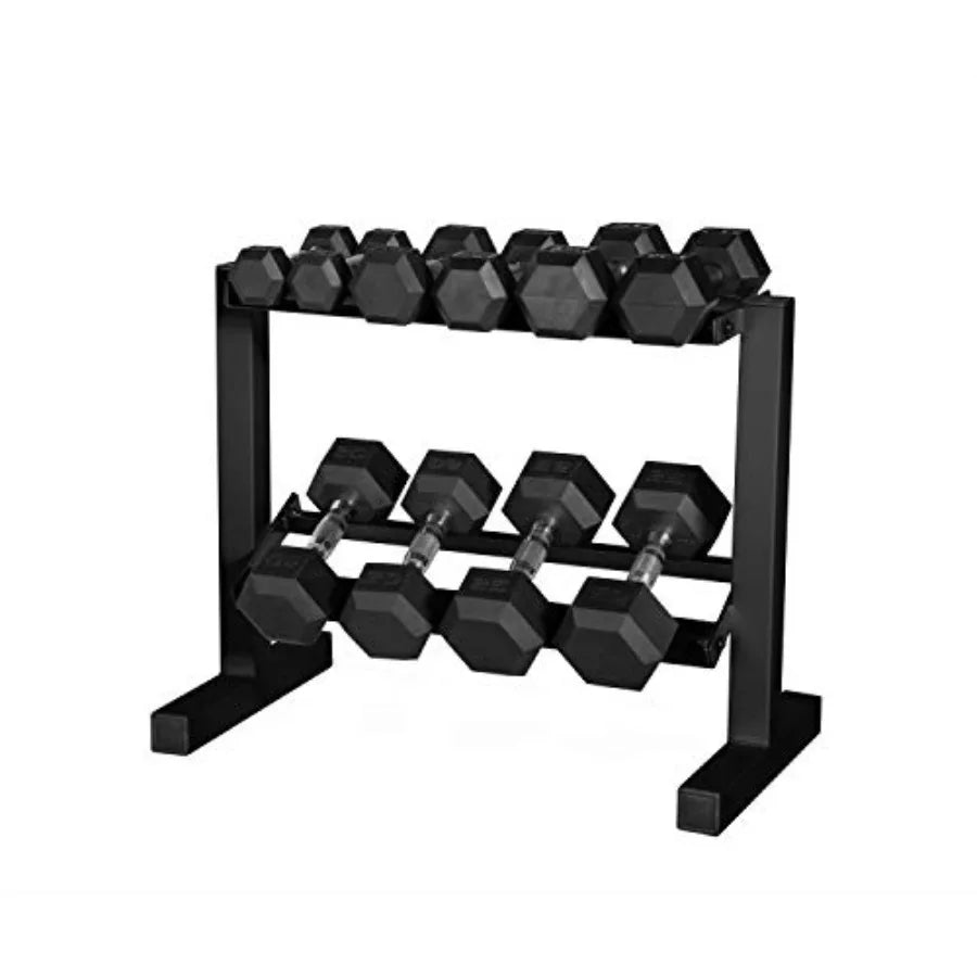 150 lb Dumbbell Set with 2-Tier Rack Steel Gray Adjustable Weight Capacity for Home Gym Use