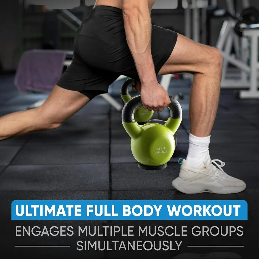 Kettlebell Sets Professional Grade - Strength Training Kettlebells for Home Workout - Cast Iron Kettle Bell Weight Sets for Men