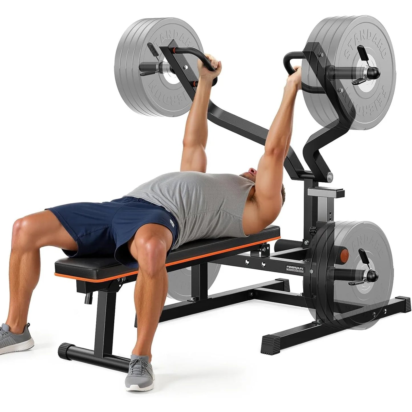 FEIERDUN 3-Grip U-Handles Chest Press Machine,1250LBS Bench Press Machine with Independent Converging Arms,Adjustable Positions