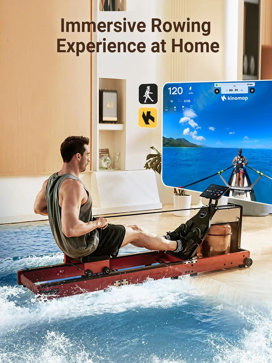 Magnetic/Water Row Machine for Home Rower 331LB Weight Capacity, Folding Rowing Machine with LED Monitor, App, Customized