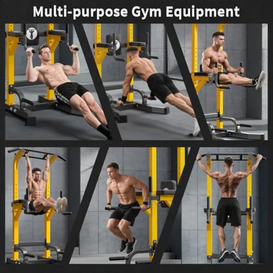 Home Gym Free Standing Pull Up Bar with 10 Adjustable Heights for Dip Training Multi-Function Strength Fitness Equipment in Bla