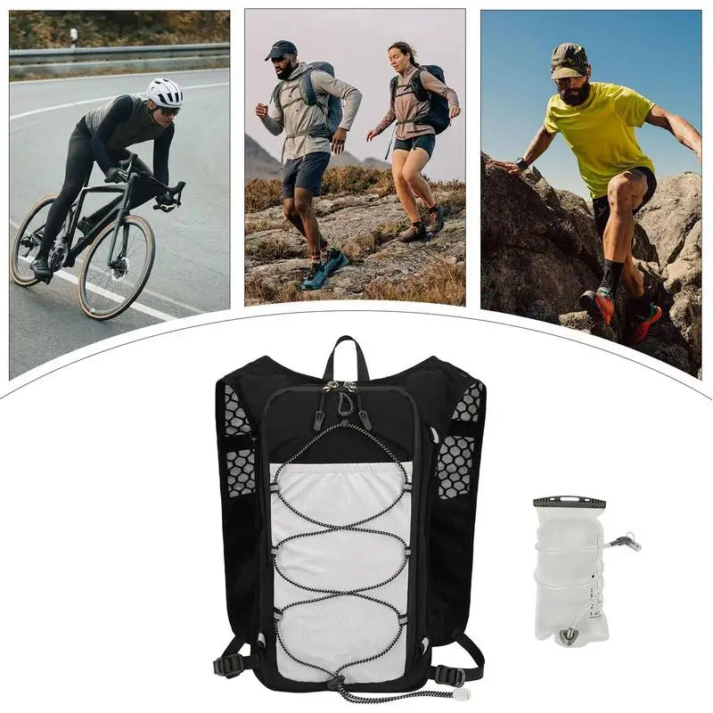 Hydration Backpack Reflective Hiking Hydration Backpack Adjustable Breathable Sports Bag With 1.5L Water Bladder For Women