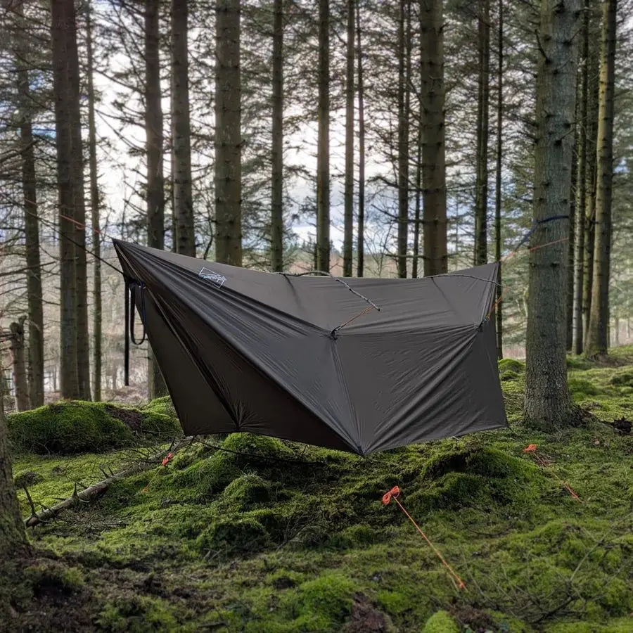1210 ft Hammock Tarp, Ultralight Tarp Silnylon Hammock Rain Fly Lightweight Waterproof Camping Tent Tarp with Doors, Easy to Set