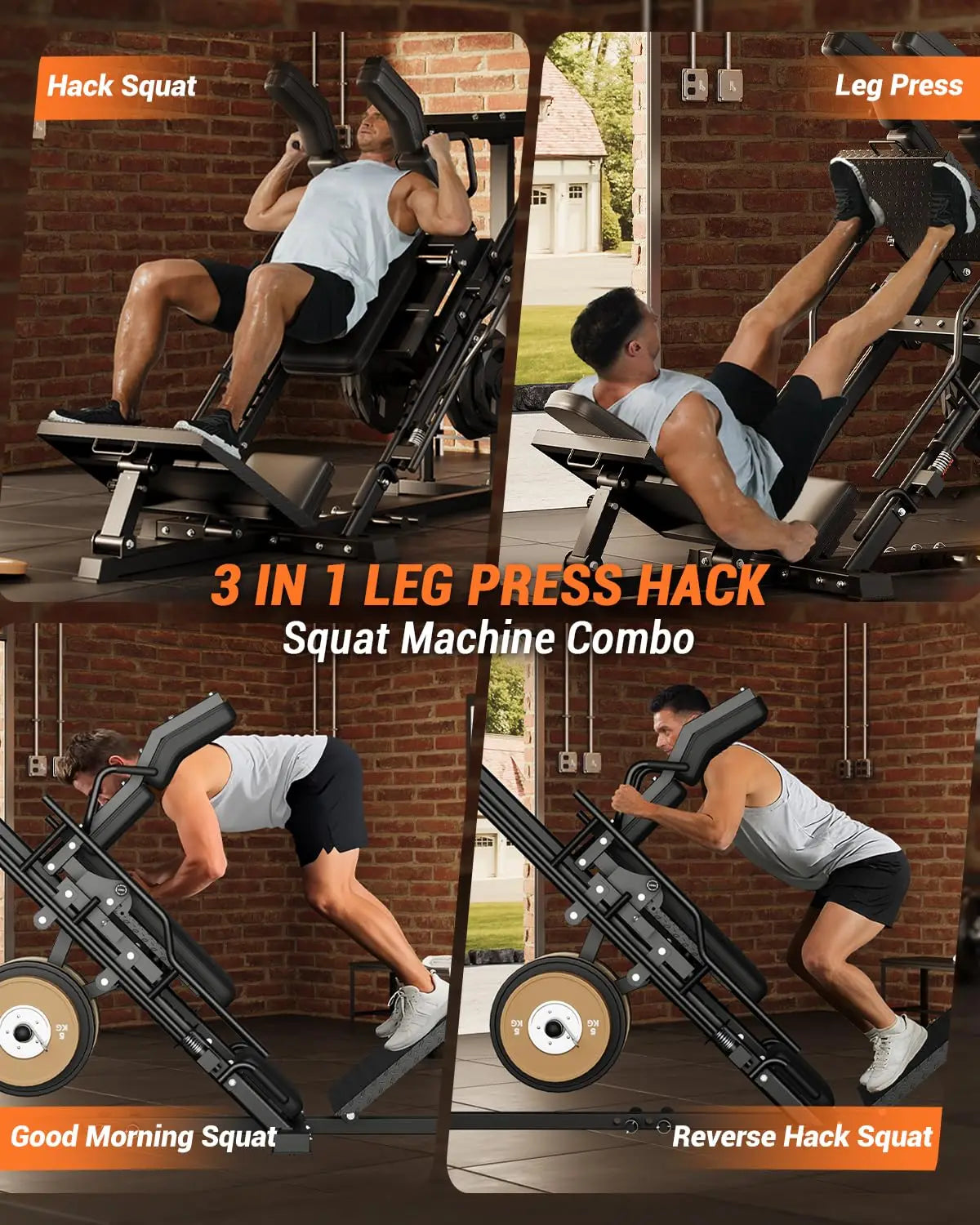 3 In 1 Leg Press Machine, Professional Hack Squat Machine With Weight Storage Post For Home, Fit 1" & 2" Weight Plates