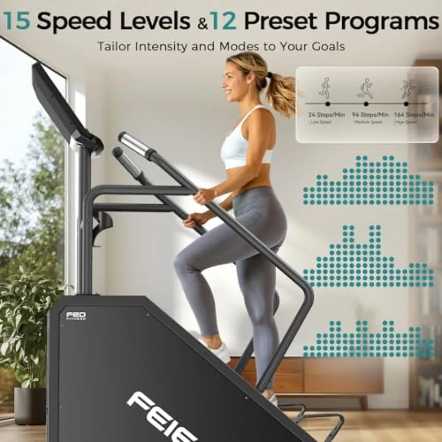 Home Gym Stair Stepper Machine Commercial Grade with LED Screen 15 Speed Levels for Cardio Lower Body Workouts 660LBS Capacity