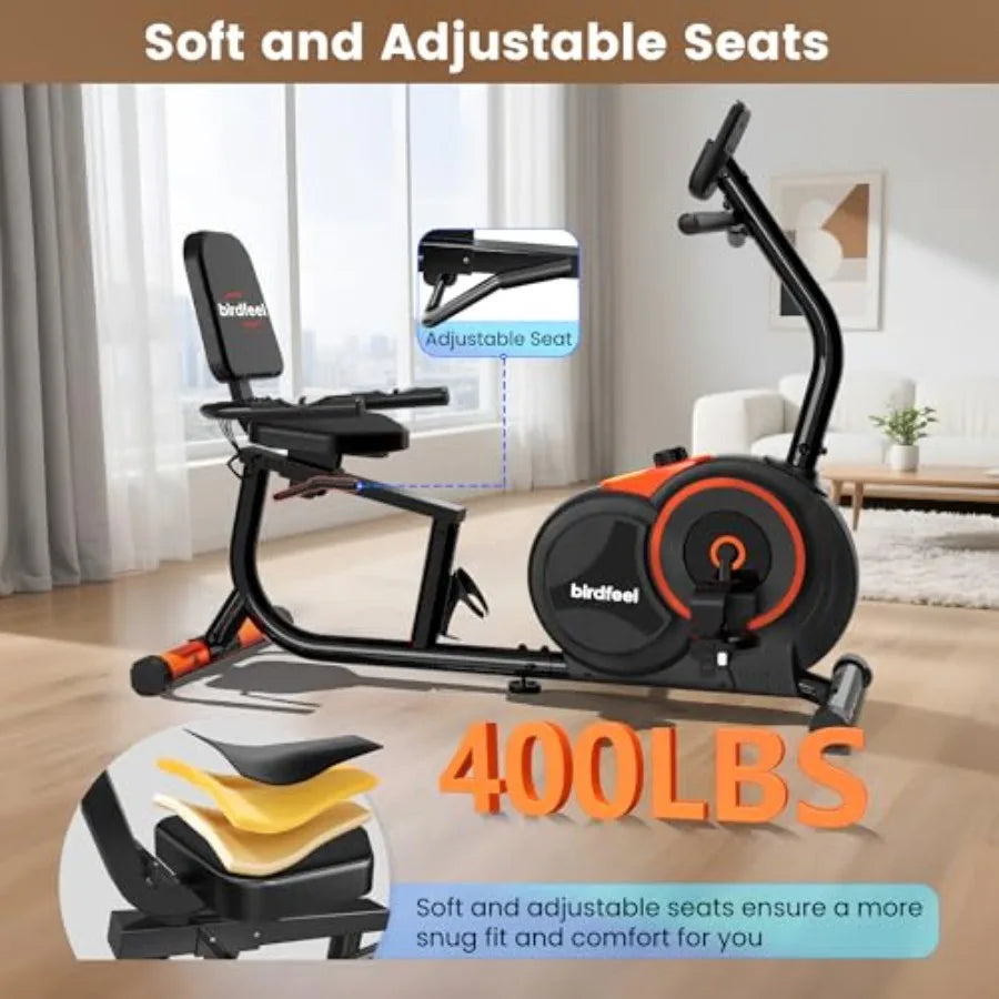 Recumbent Exercise Bike for Home Use: Ideal for Adults and Seniors Supports Up to 400 Pounds Features 16 Adjustable Gears and C