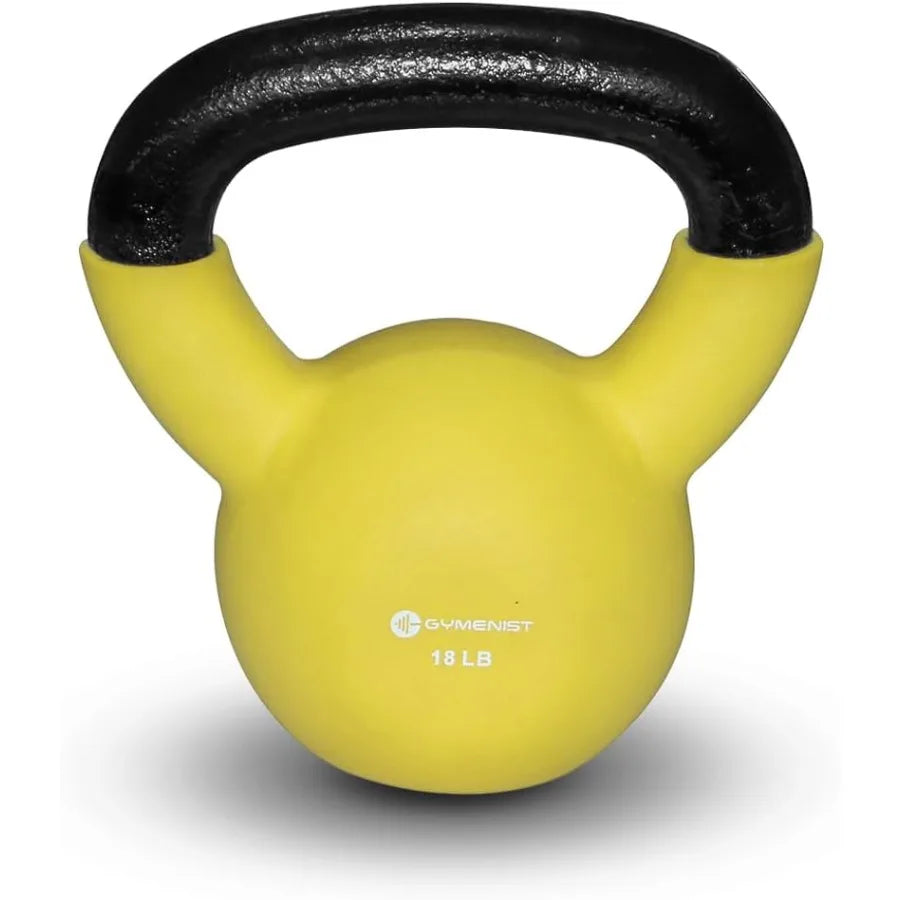 GYMENIST Kettlebell Fitness Iron Weights with Neoprene Coating Around The Bottom Half of The Metal Kettle Bell for Home Gym Str