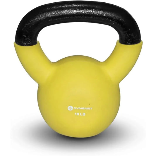 GYMENIST Kettlebell Fitness Iron Weights with Neoprene Coating Around The Bottom Half of The Metal Kettle Bell for Home Gym Str