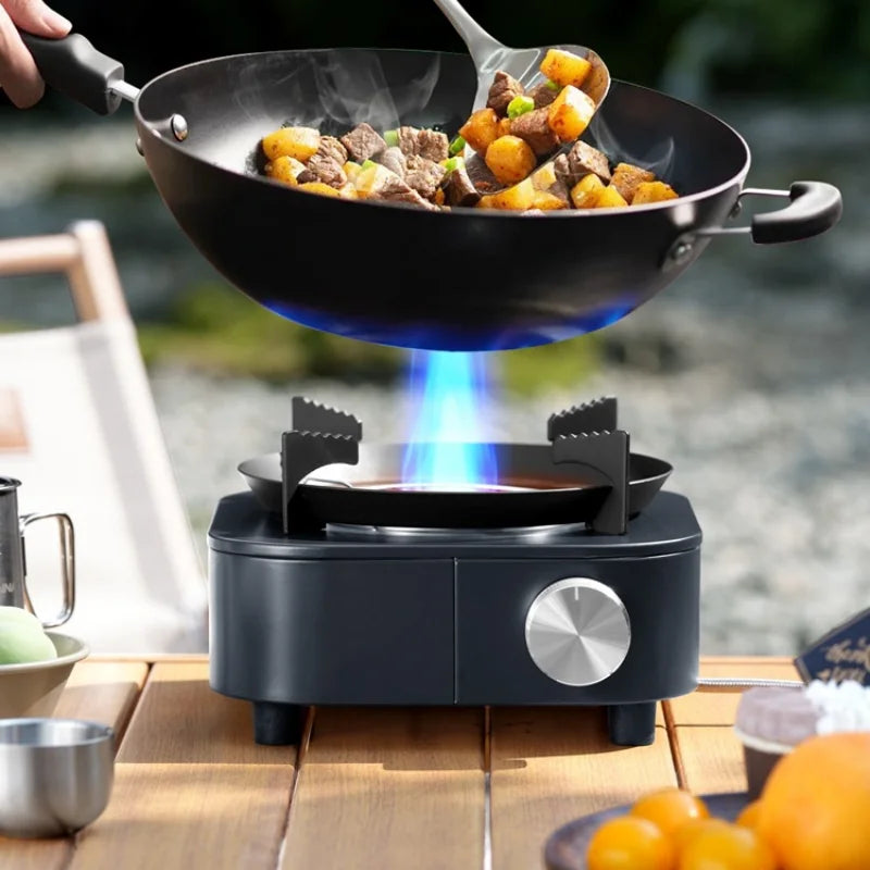 Outdoor portable gas stove, infrared energy-saving intense flame, wind-proof, detachable cartridge type stove, camping hot pot