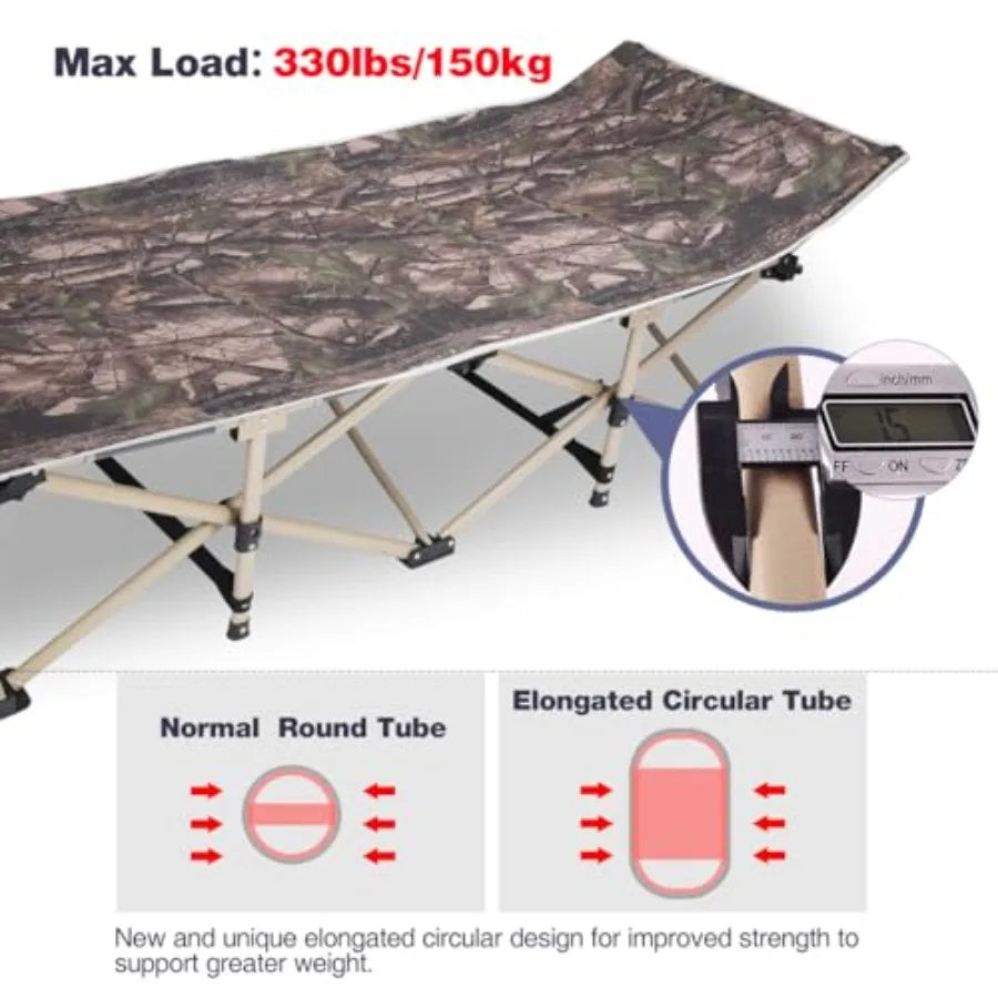 2-Pack Folding Camping Cots for Adults with Mattress Pad Heavy Duty Sleeping Cots Soft Comfortable for Outdoor Camping Indoor H