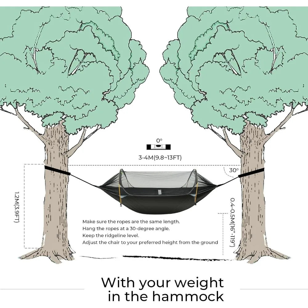 Camping Hammock Tent with Mosquito Net & RainFly, 3 in 1 Waterproof Lightweight Portable Sleeping Hammock Bug, Travel Outdoor Ge