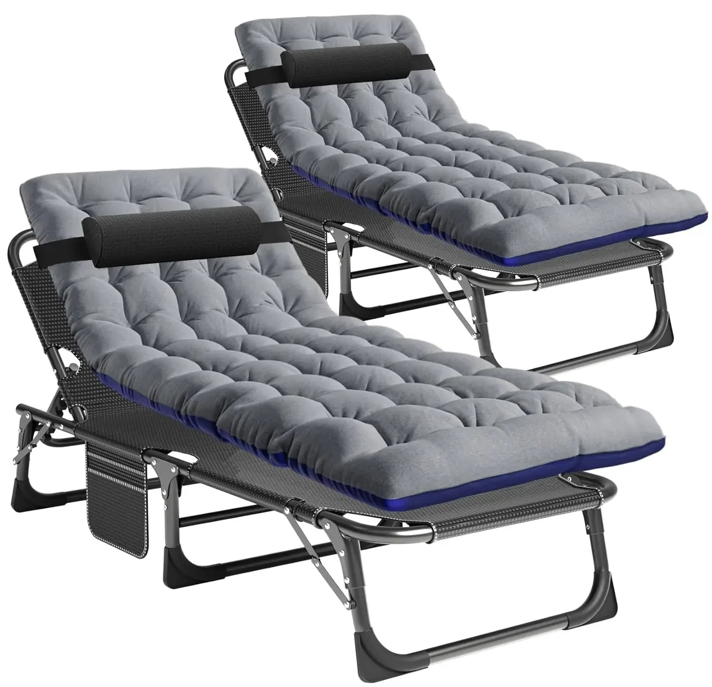 Heavy Duty Tanning Chair Folding Beach Lounger with Face Arm Hole, 5-Position Adjustable Patio Chaise Lounge, Customized