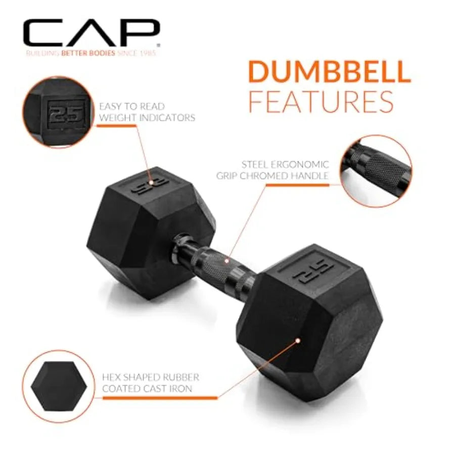 Rubber Coated Hex Dumbbell Set with Vertical Rack 100-300 lbs Free Weights Dumbbells Set for Home Gym Multiple Options