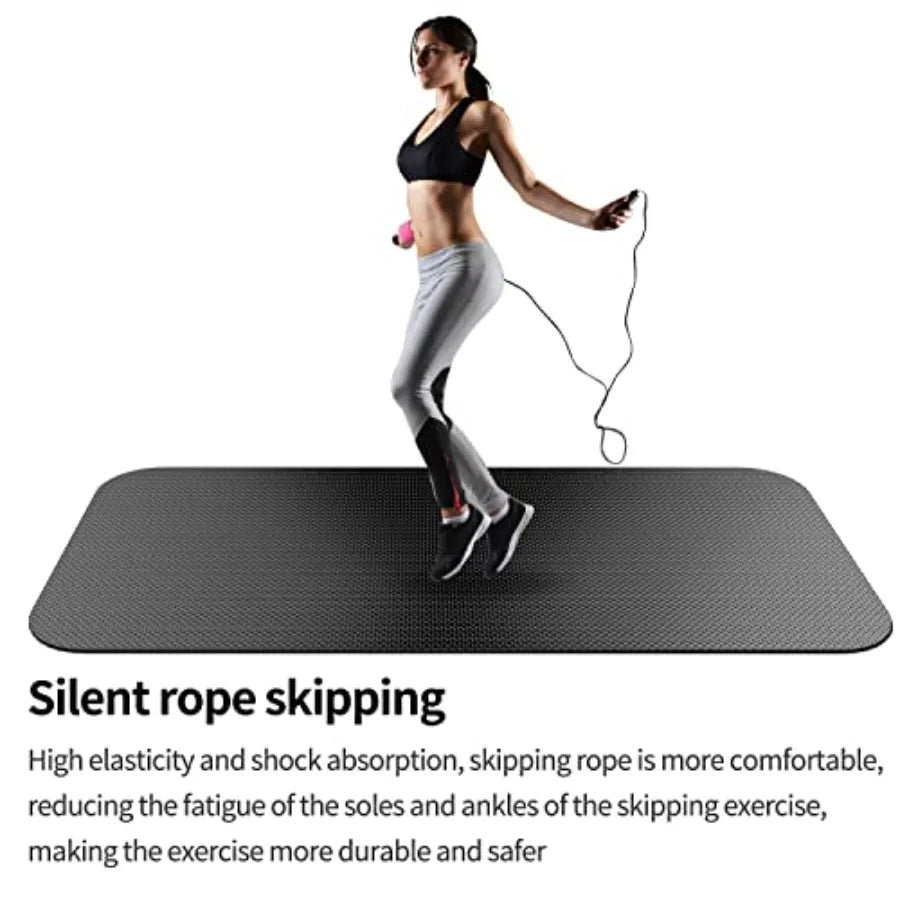 Large Exercise Mat for Home Gym with Non-Slip Rubber Surface Black Durable Workout Mat for Treadmill Exercise Bike Yoga Weightl