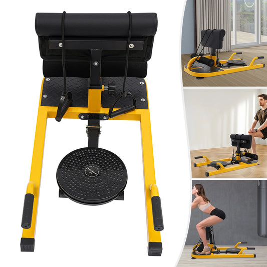 Steel Deep Squat Machine,Yellow Black Ajustable Deep Squat Machine Floor Standing 94*44cm for Train Abs,Thighs,Glutes