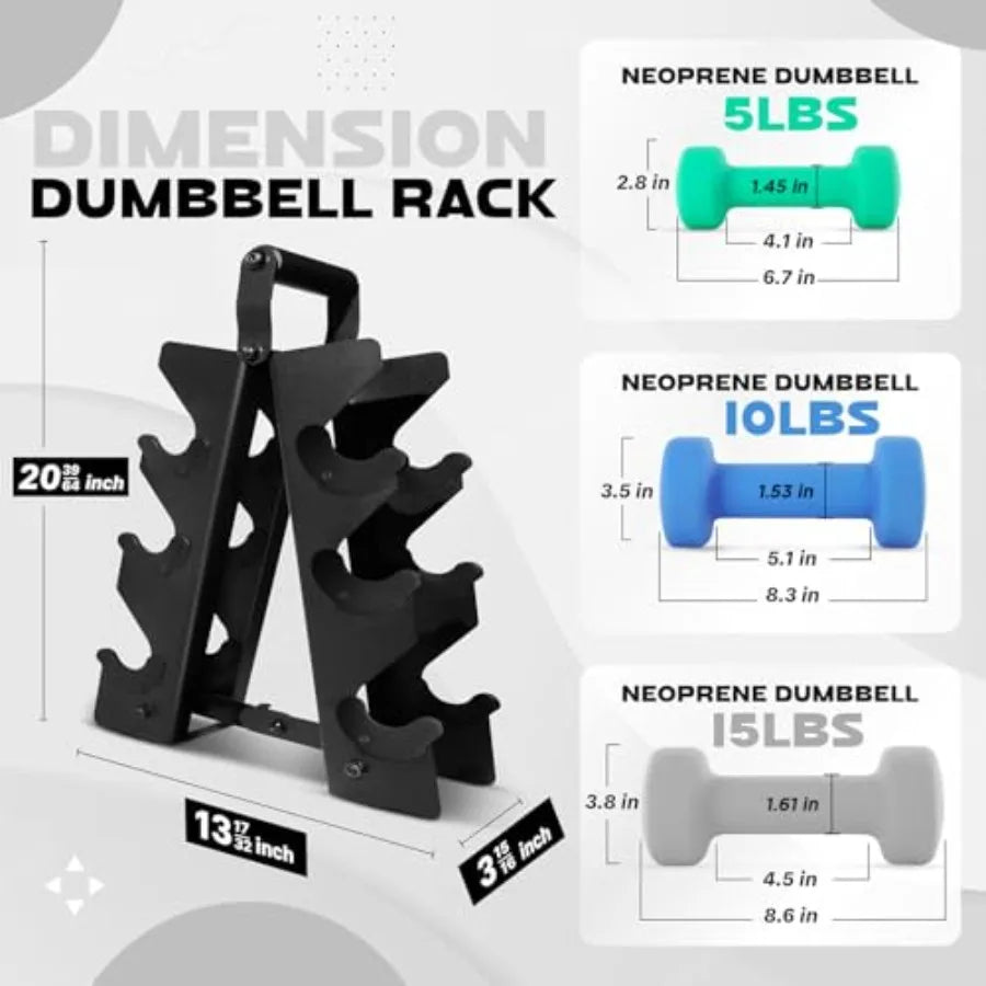 Neoprene Coated Dumbbell Hand Weight Sets of 2 - Multiple Weight Options with 15 Colors Anti-roll Anti-Slip Hexagon Shape