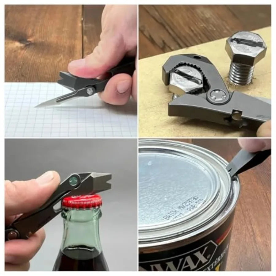 X2S Titanium 6-in-1 Multitool Clip with Wrench Pry Bar Crowbar Screwdriver Pocket Knife Bottle Opener for Camping Hiking EDC To