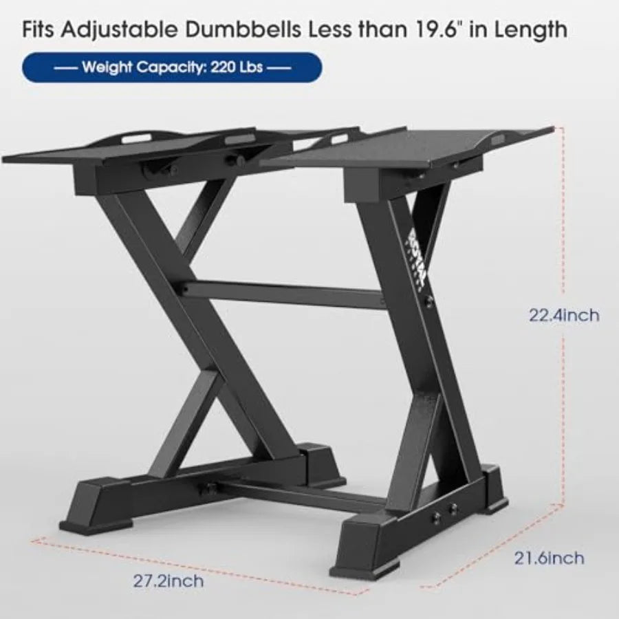 Adjustable Dumbbell Rack Heavy Duty Home Gym Dumbbell Storage Stand Holder Steel Black