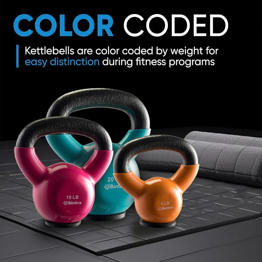 Kettlebell Sets Professional Grade Strength Training Kettlebells for Home Workout Cast Iron Kettle Bell Weight Sets for Men Wom