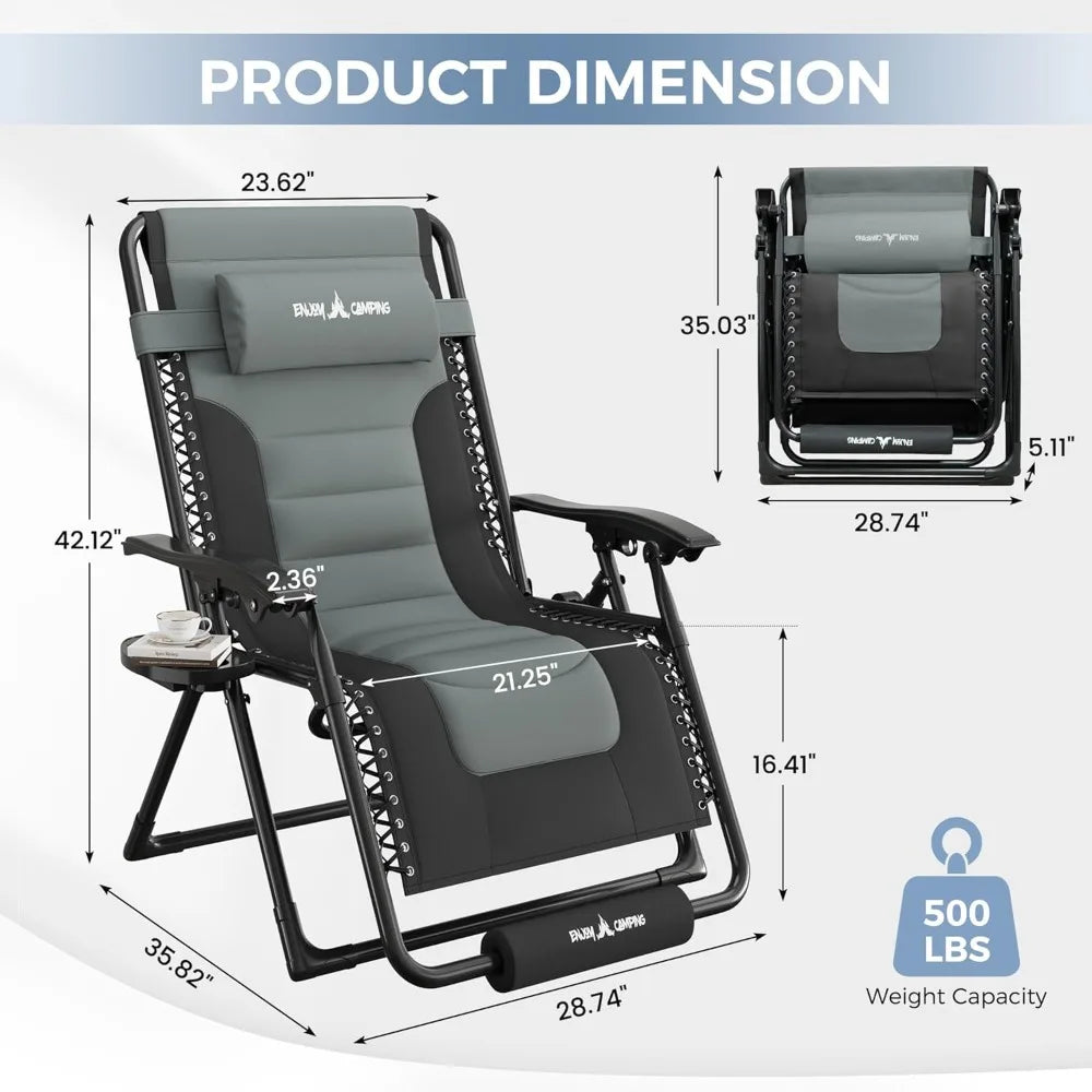 Zero-gravity Extra-large Outdoor Anti-gravity Chair, Folding and Adjustable Chair with Cup, Customizable