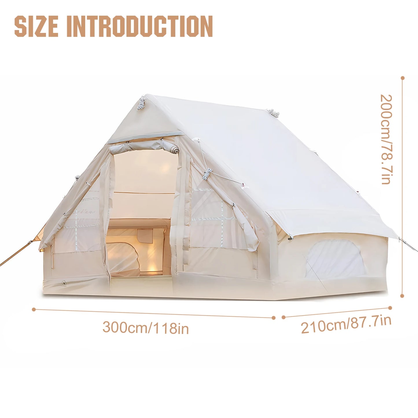 4-6 Person House Instant Glamping Camping Tents House with Hand Pump Outdoor Inflatable Tent for Adults Travel Hiking