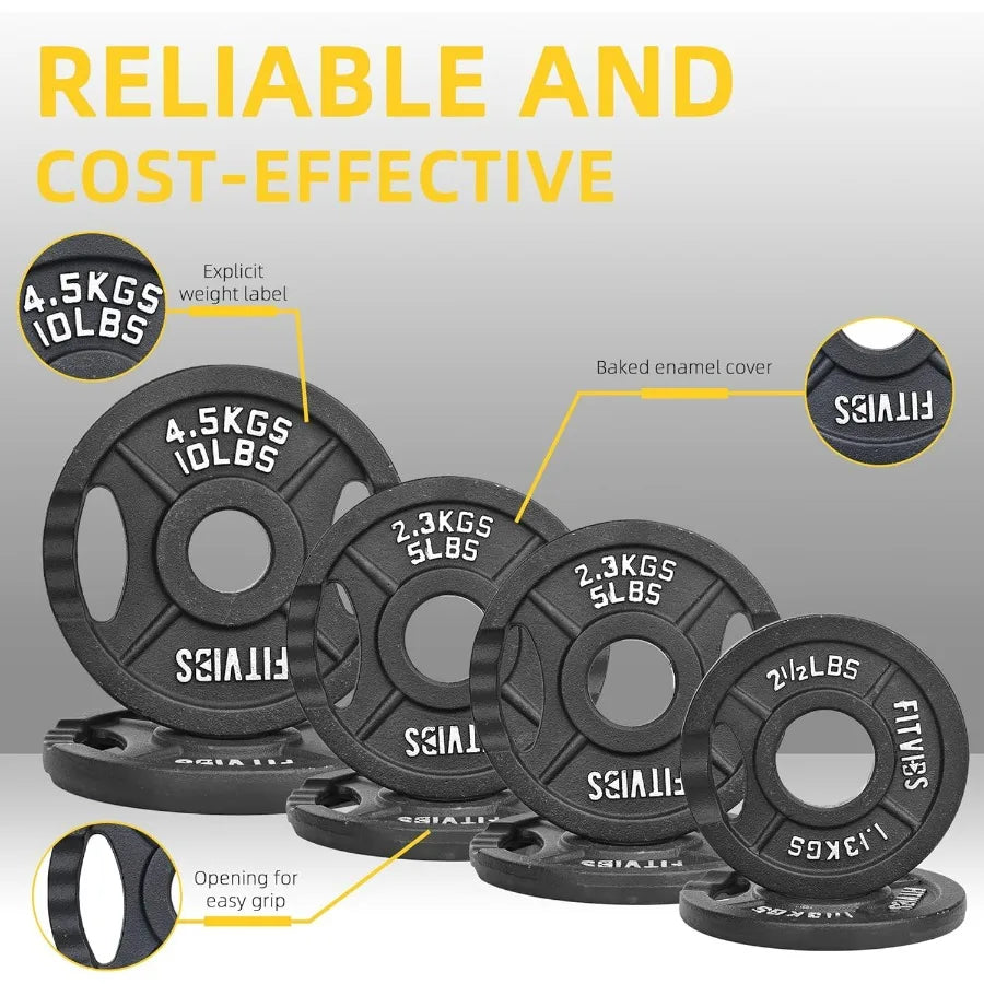 Fitvids Cast Iron 2Inch Plate Weight Plate for Strength Training and Weightlifting in Multiple Sizes Durable Gym Equipment for