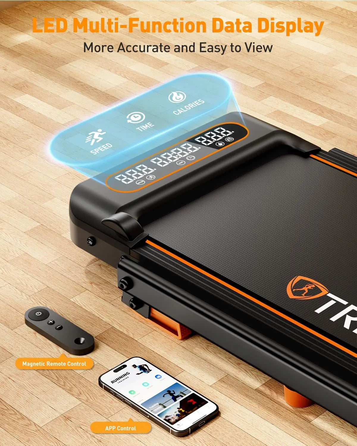 3.5HP Walking Pad Treadmill with Incline Handle Bar,Small Treadmill,300+LB Under Desk Walking Running Pad with Remote,Smart App