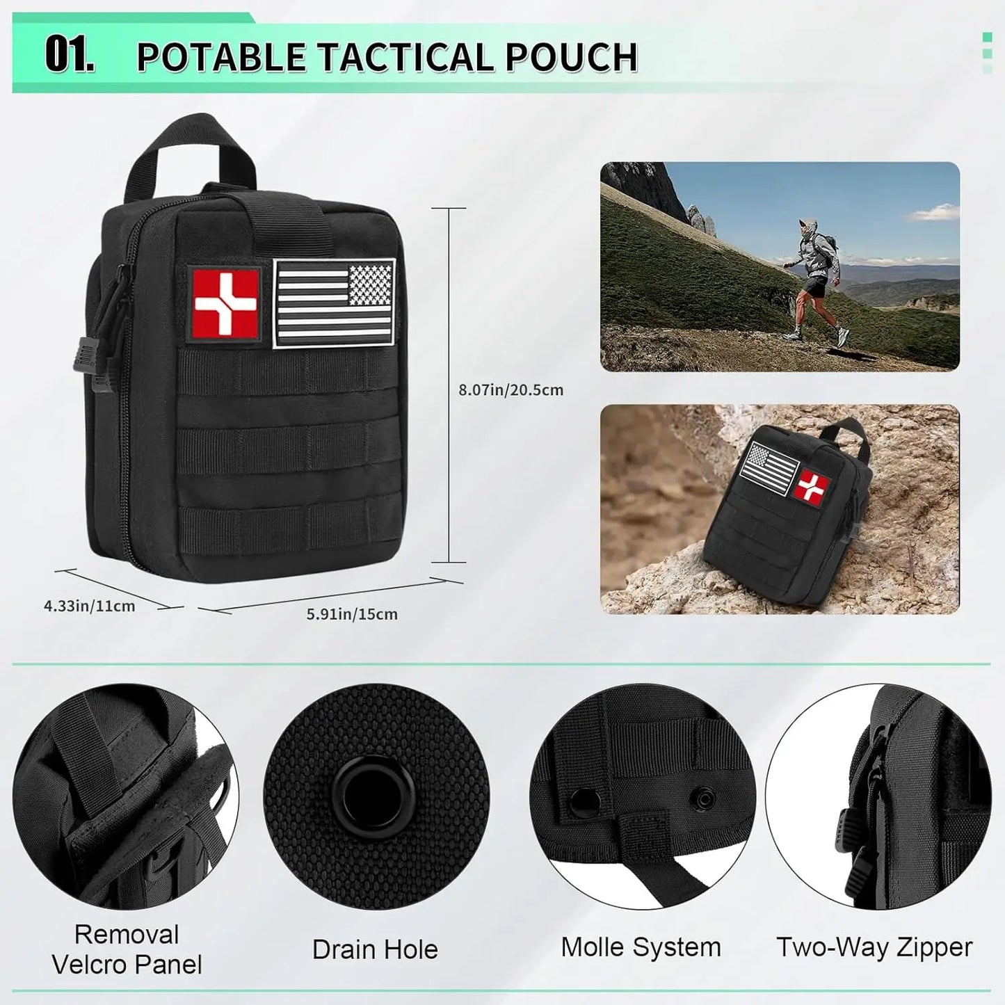 171PCS Survival First Aid Kit with Emergency Tent, Gear, and MOLLE Bag for Outdoor Adventures, Travel, Home