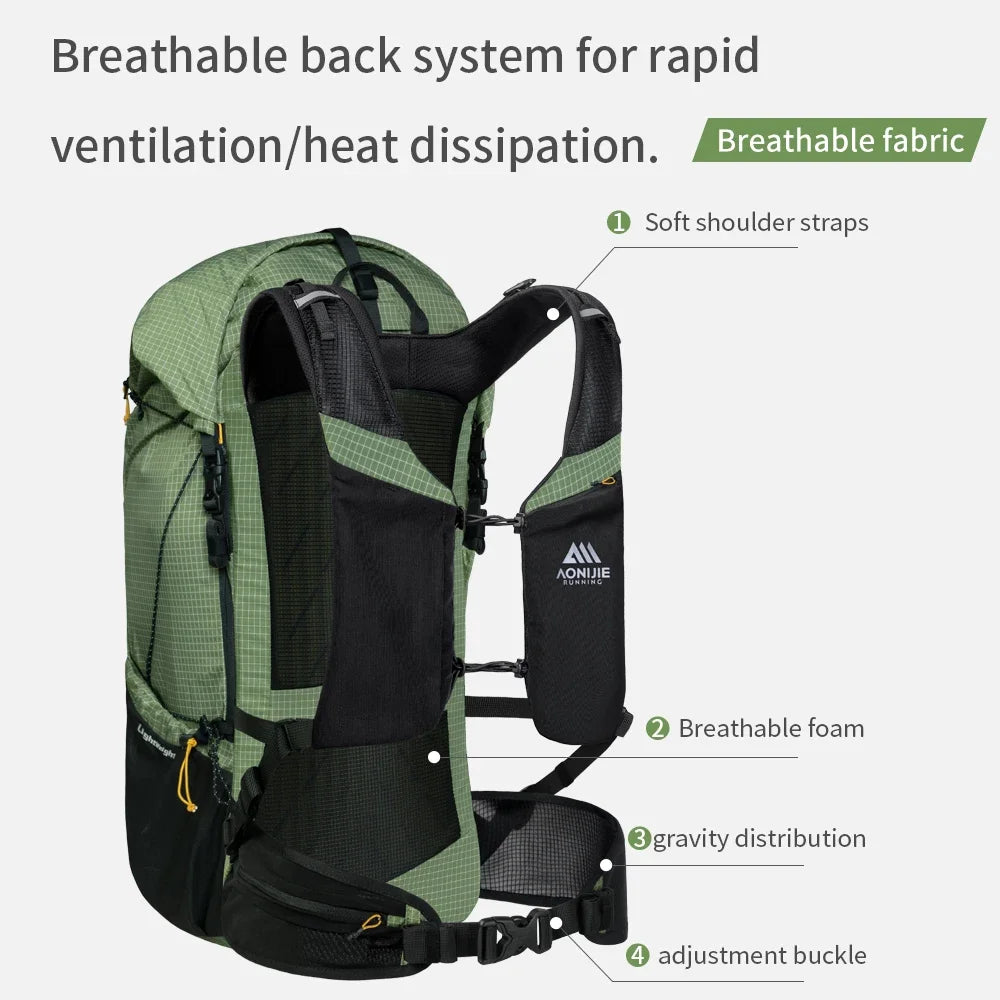 AONIJIE 42L Large Capacity Hiking Backpack Camping Backpack with Rain Cover Lightweight Travel Bag Backpacking Backpack FH2542