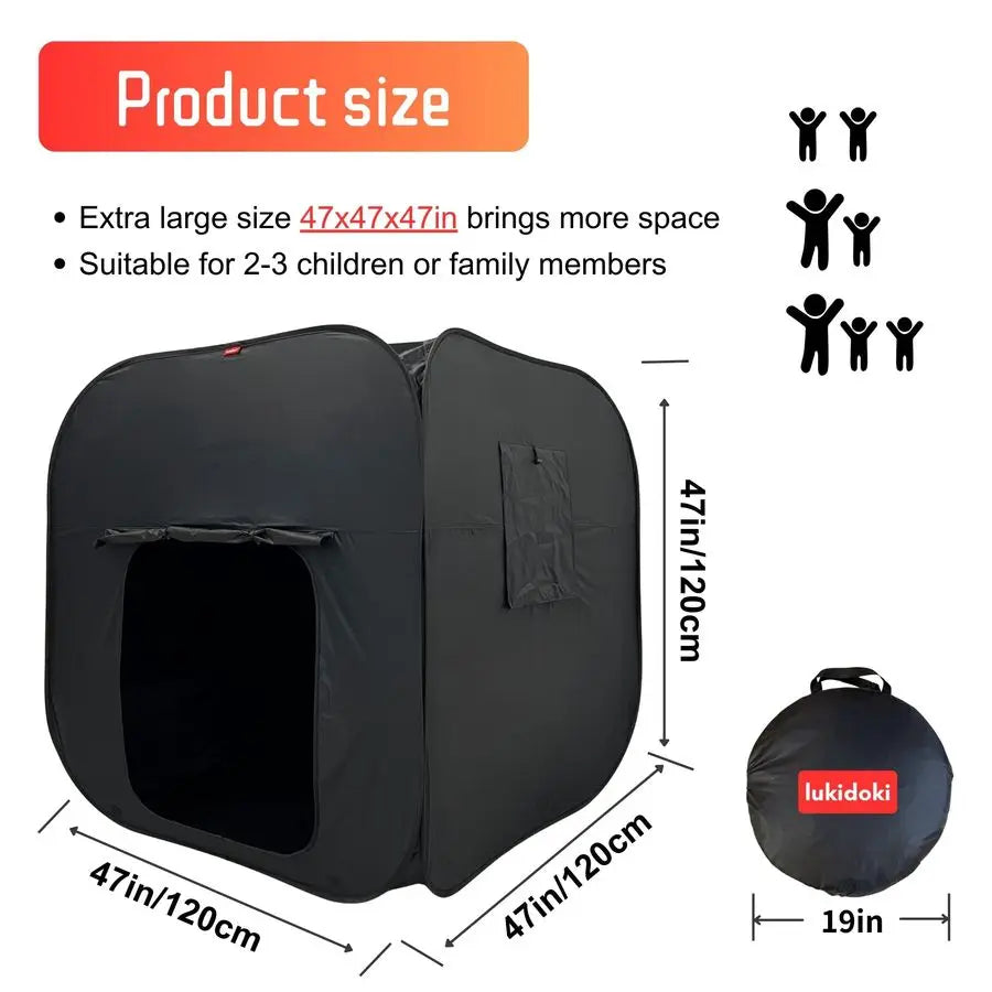 Tent for Kids amp Adults with Autism ADHD SPD CPC Certification Extra Big 47x47in Black Out Calm Corner Helps Children Relax Red