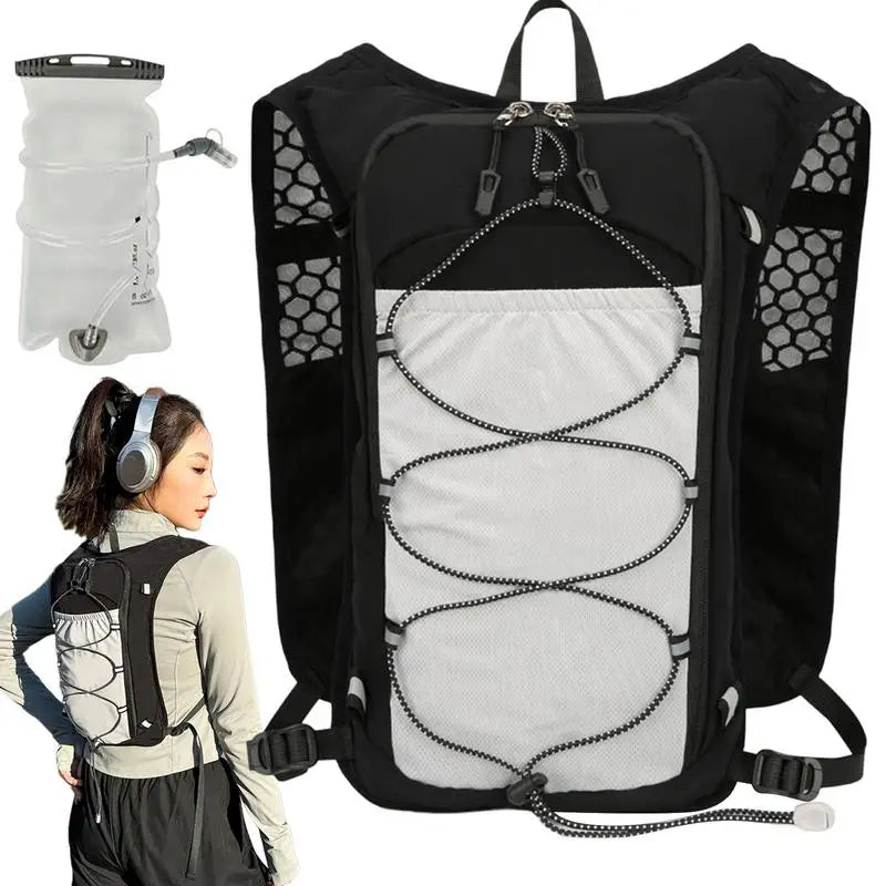 Hydration Backpack Reflective Hiking Hydration Backpack Adjustable Breathable Sports Bag With 1.5L Water Bladder For Women