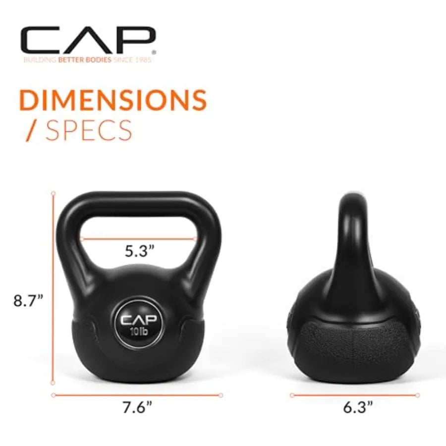 45 LB Cement Kettlebell Set 10 lb 15 lb 20 lb Vinyl-Coated Kettlebells for Strength Training Cardio Cross Training Home Gym Wor