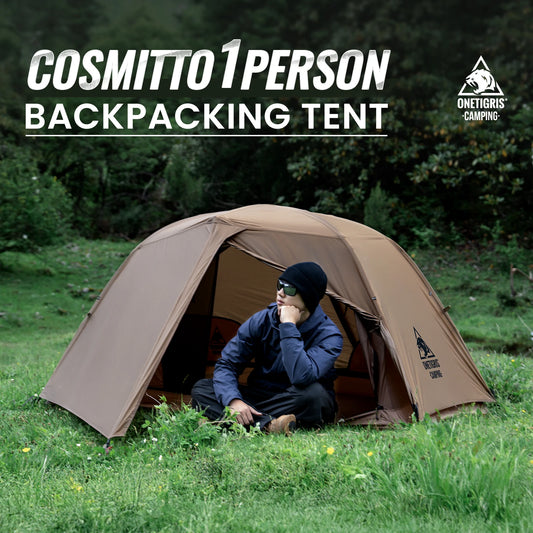 OneTigris COSMITTO 2.0 Camping Tent 1 Person Lightweight Waterproof Double Layer 3 Season Tent for Outdoor Hiking Travel Beach