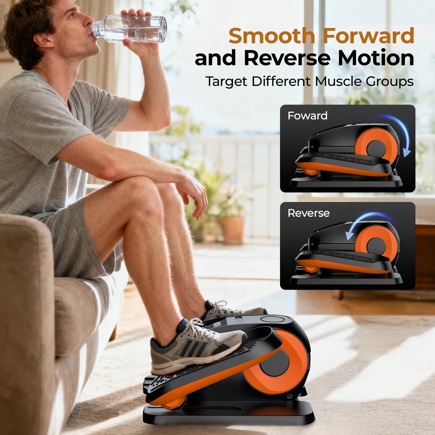 Under Desk Elliptical Machine, 3 Modes, 12 Levels, Remote Control, Quiet Seated Elliptical Leg Exerciser for Seniors' Gift