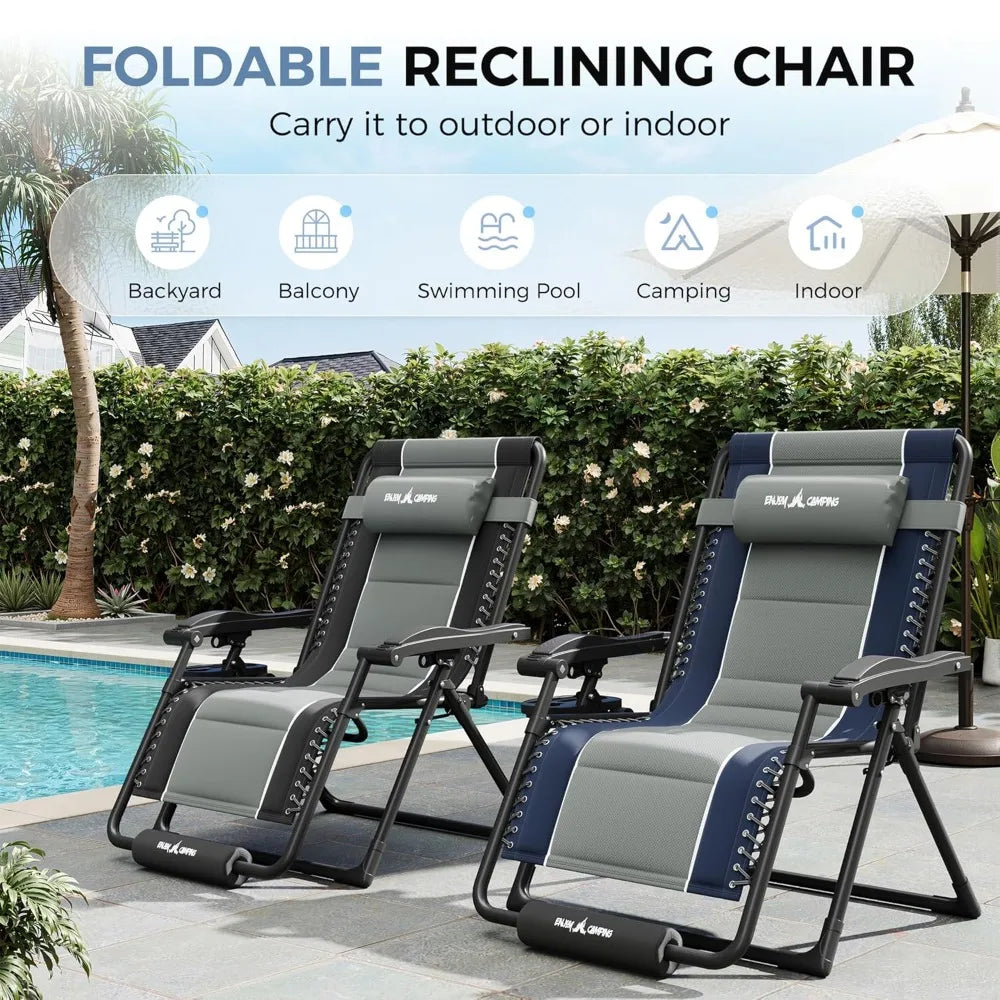 Zero-gravity Extra-large Outdoor Anti-gravity Chair, Folding and Adjustable Chair with Cup, Customizable