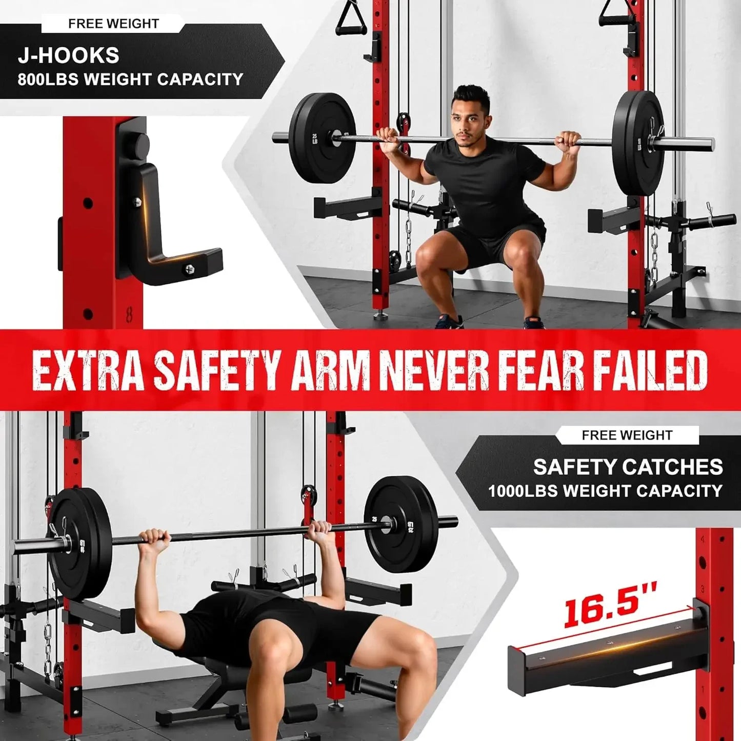WM3-V4 Folding Squat Rack, Wall Mounted Power Rack with Dual Independent Pulley System, Functional Trainer with 5
