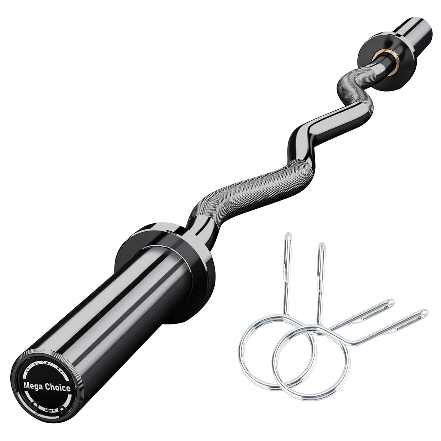 Barbell Bar for Weightlifting Powerlifting - 4FT Short (500LB) 47" EZ Curl Bar - Fits 2" Plates - Home Gym Strength Training