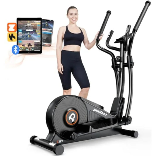 pooboo Elliptical Machine Elliptical Exercise Machine with 16-Level ResistanceHyper-Quiet Magnetic Driving System Elliptical Ma