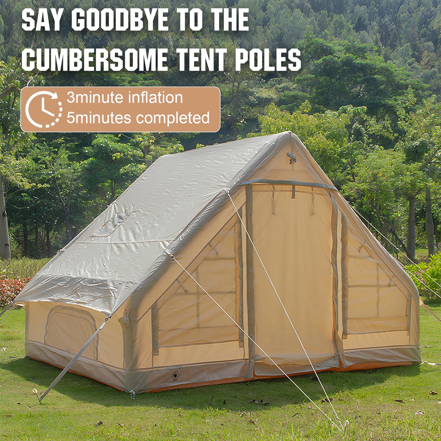 4-6 Person House Instant Glamping Camping Tents House with Hand Pump Outdoor Inflatable Tent for Adults Travel Hiking