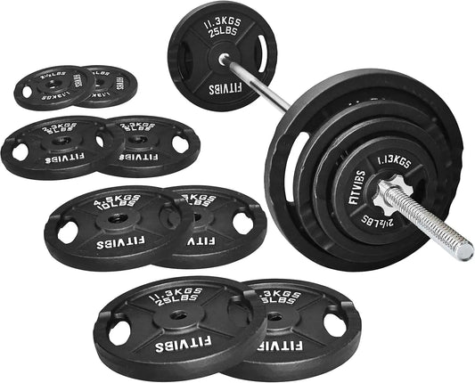 95-Pound Cast Iron Weight Set with 5FT Barbell Bar, Star Locks, and Multiple Plates for Home Gym