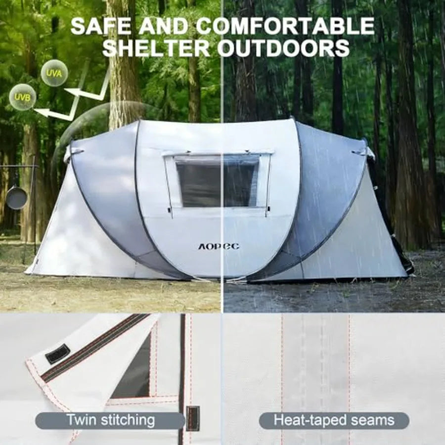 Pop Up Camping Tent 2/4/6 Person Instant Tent Waterproof PU4500mm Spacious Ventilated Camping Tent with Front Porch Quick Setup