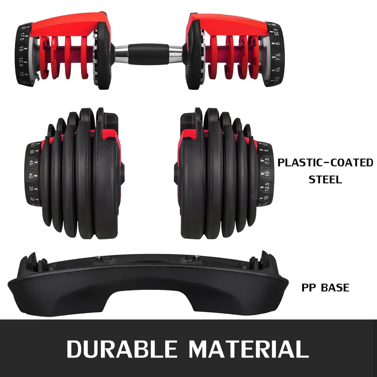 SIHAO 24KG Adjustable Dumbbells Set 2.5-24KG Weight Strength Training Fitness Workouts GYM Home Equipment For Exercise
