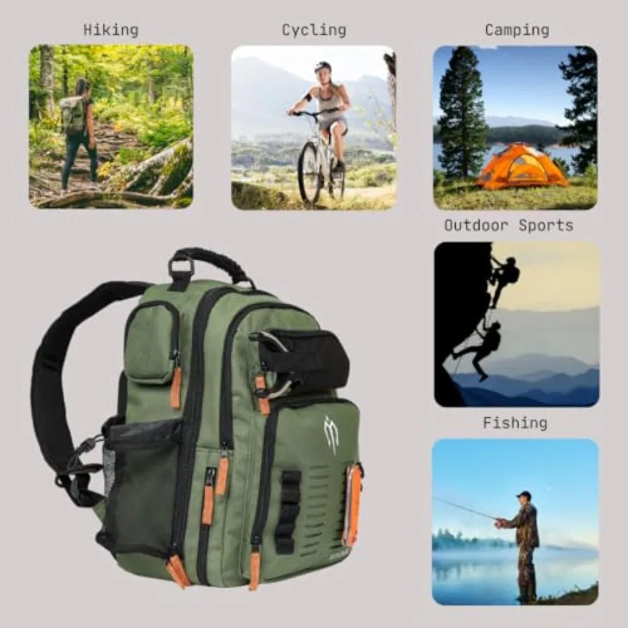 Fishing Tackle Backpack with Rod Holder 2 Tackle Boxes35L Tackle Storage Bag Insulated Cooler Backpack Hydration Bladder Hiking