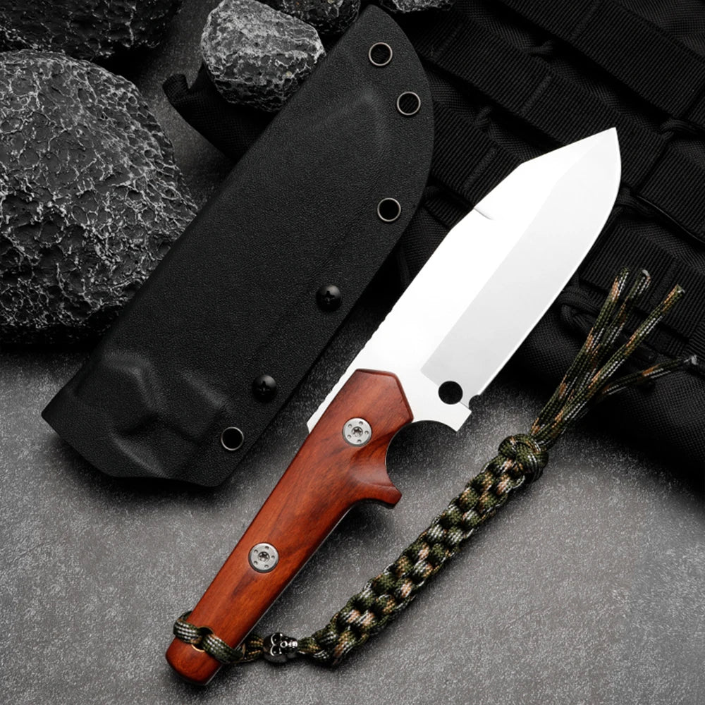 High quality steel fixed blade, outdoor camping knife with high hardness stainless steel integrated keel and sheath, emergency p