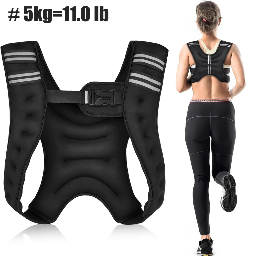 OZZOMM Weighted Vest 3kg/5kg - Adjustable Reflective for Strength Training, Running, Cardio & Weight Loss (Men & Women)